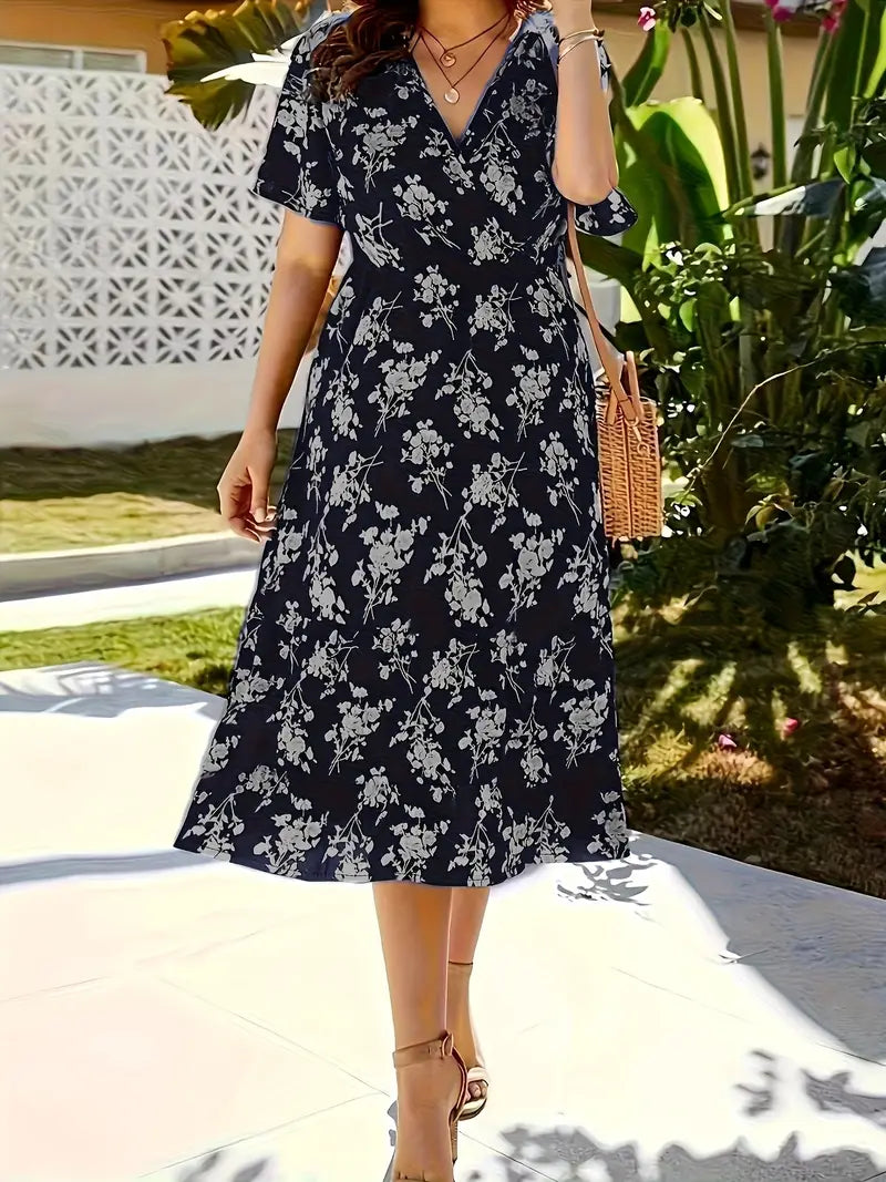 Grace Loop – Elegant Printed Casual Dress for Women