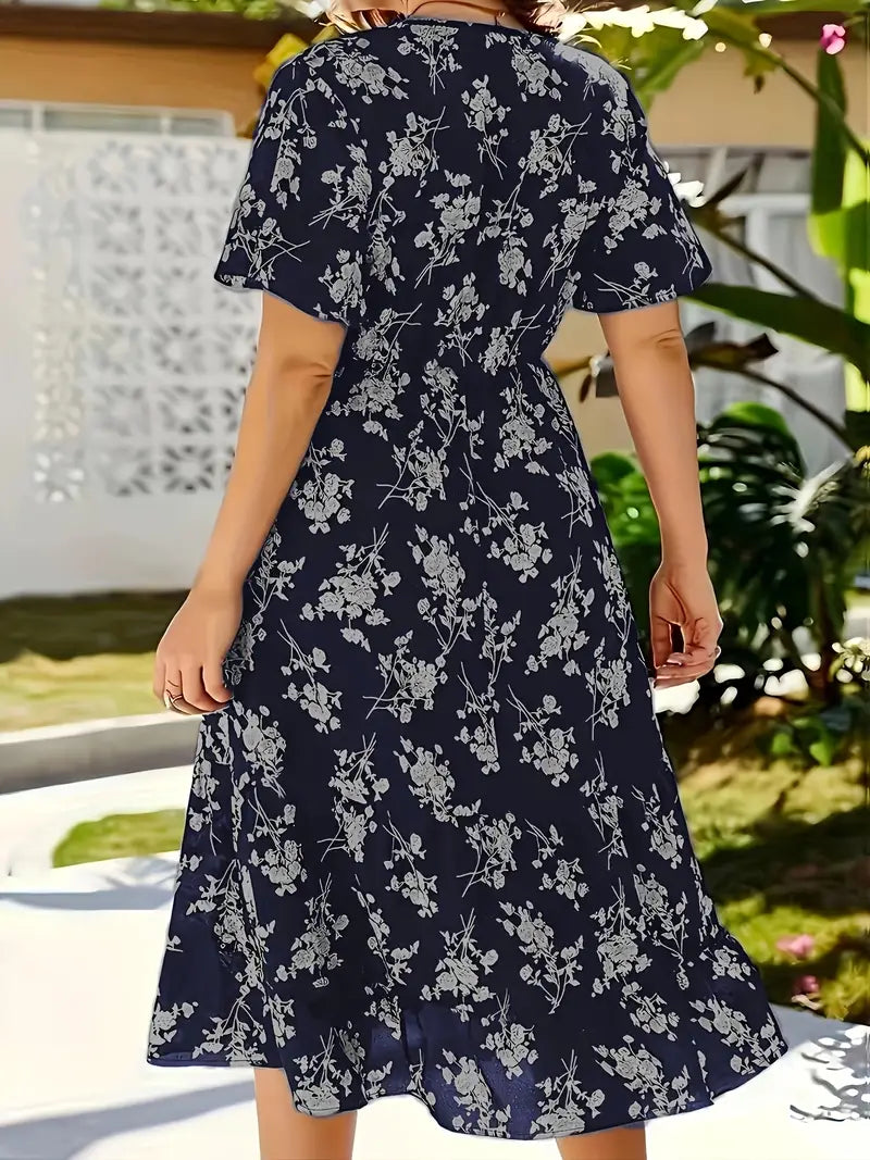 Grace Loop – Elegant Printed Casual Dress for Women