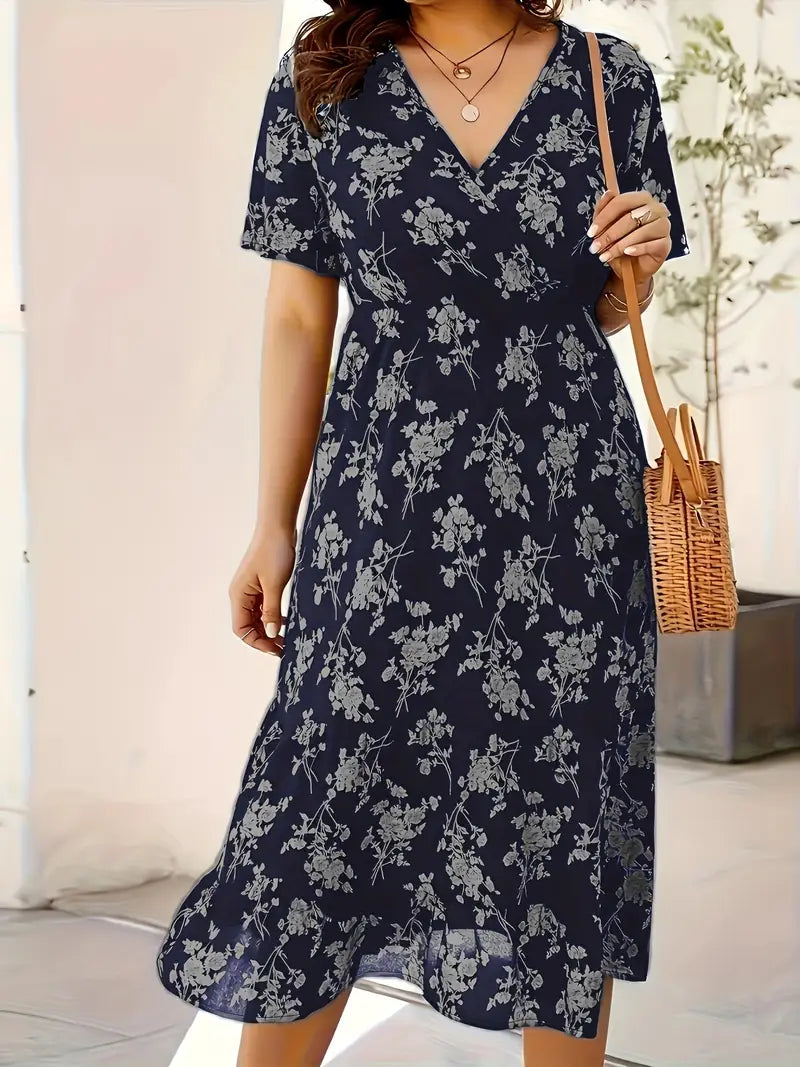 Grace Loop – Elegant Printed Casual Dress for Women