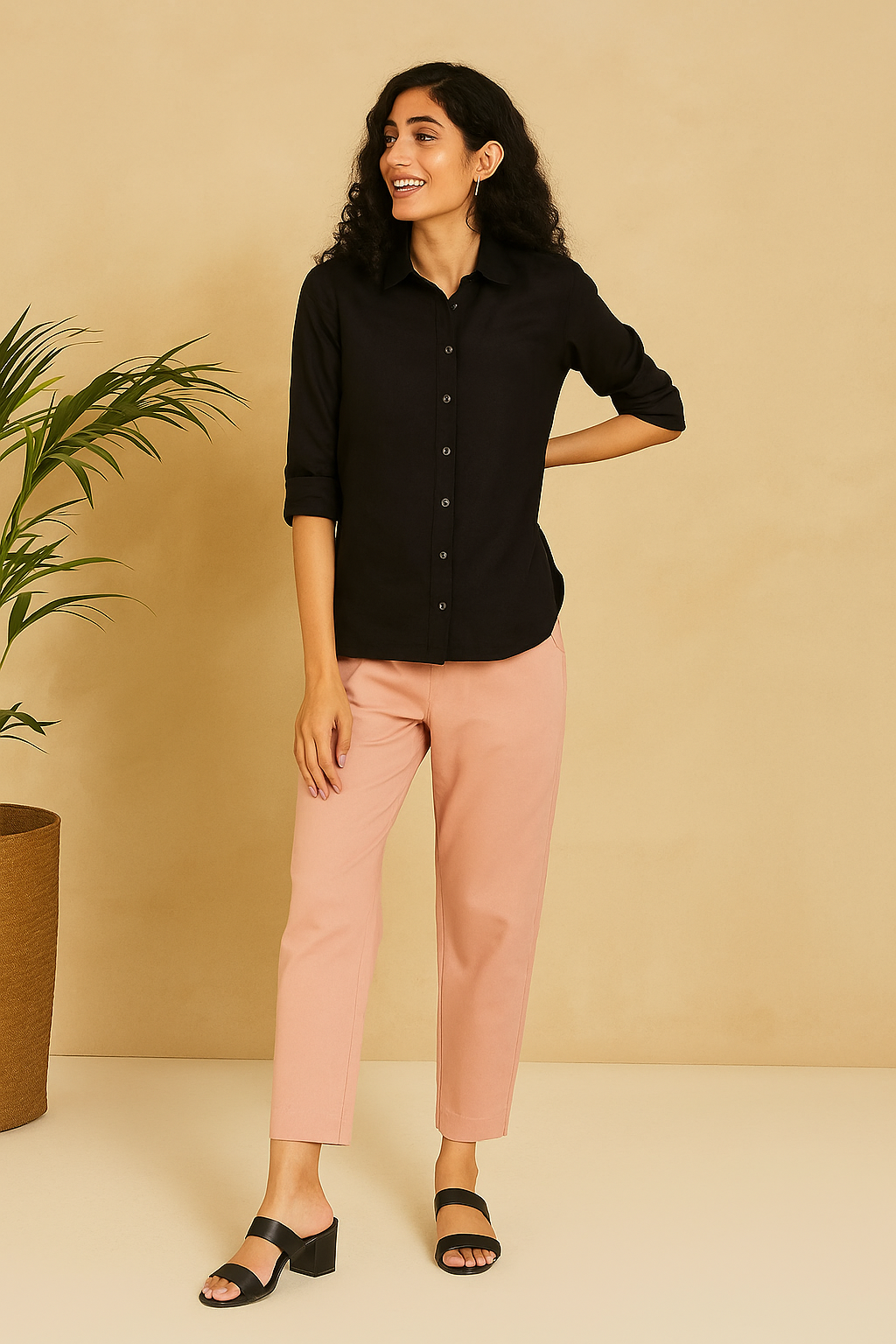 Salmon Pink Cotton Pant