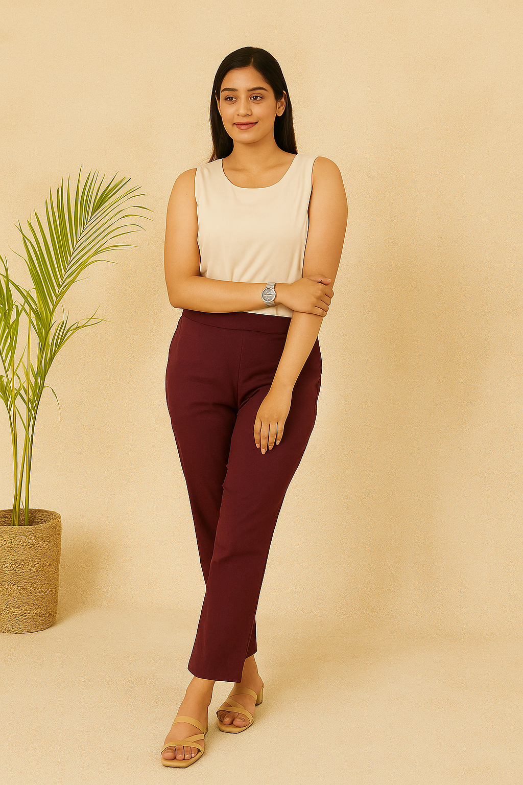 Wine Cotton Pant