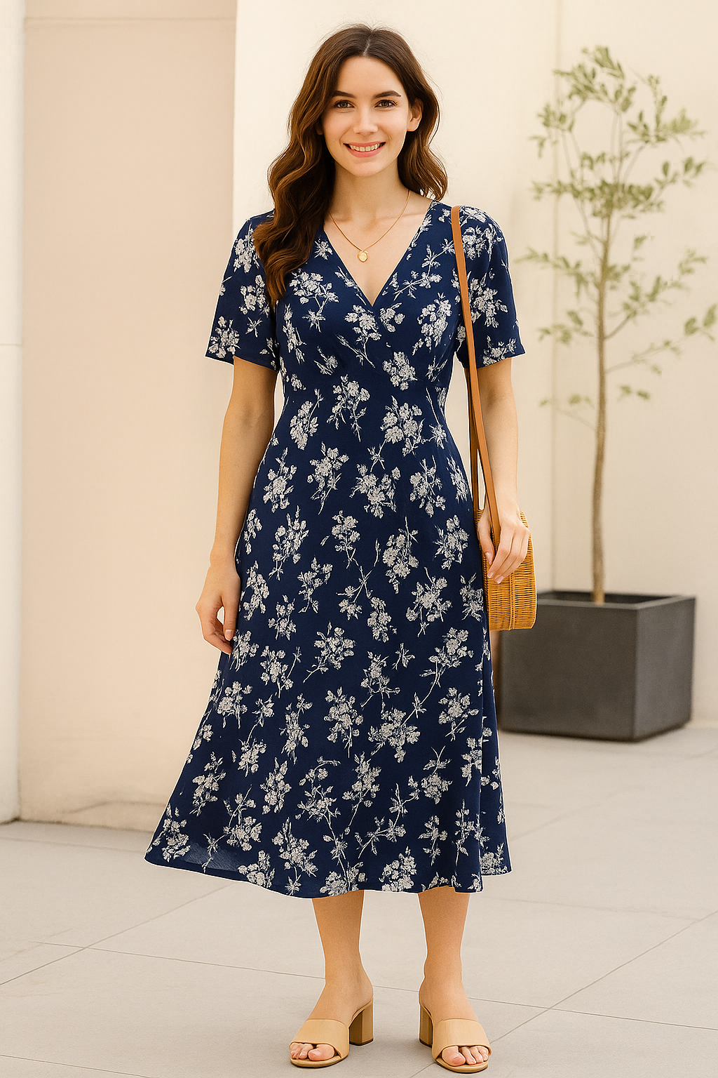 Grace Loop – Elegant Printed Casual Dress for Women