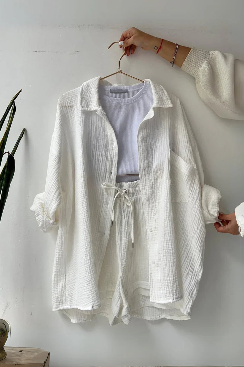 Ivory Ease – Cotton Co-ord Set for Women