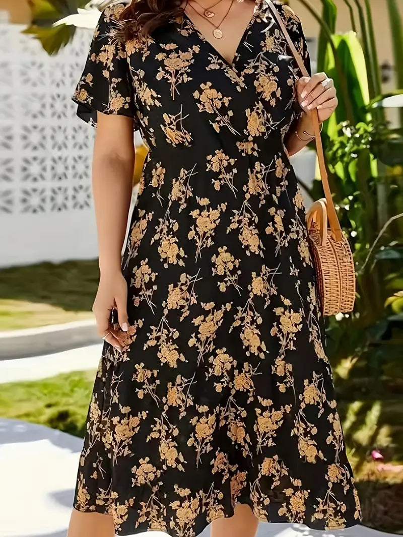 Grace Loop – Elegant Printed Casual Dress for Women