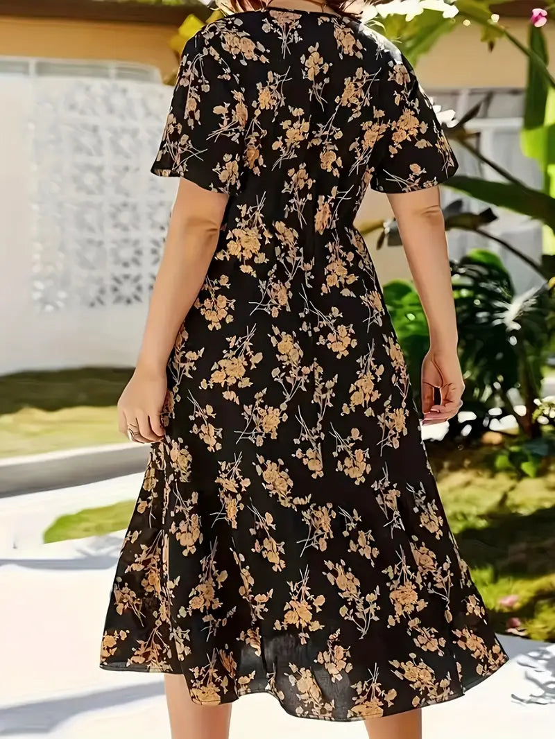 Grace Loop – Elegant Printed Casual Dress for Women