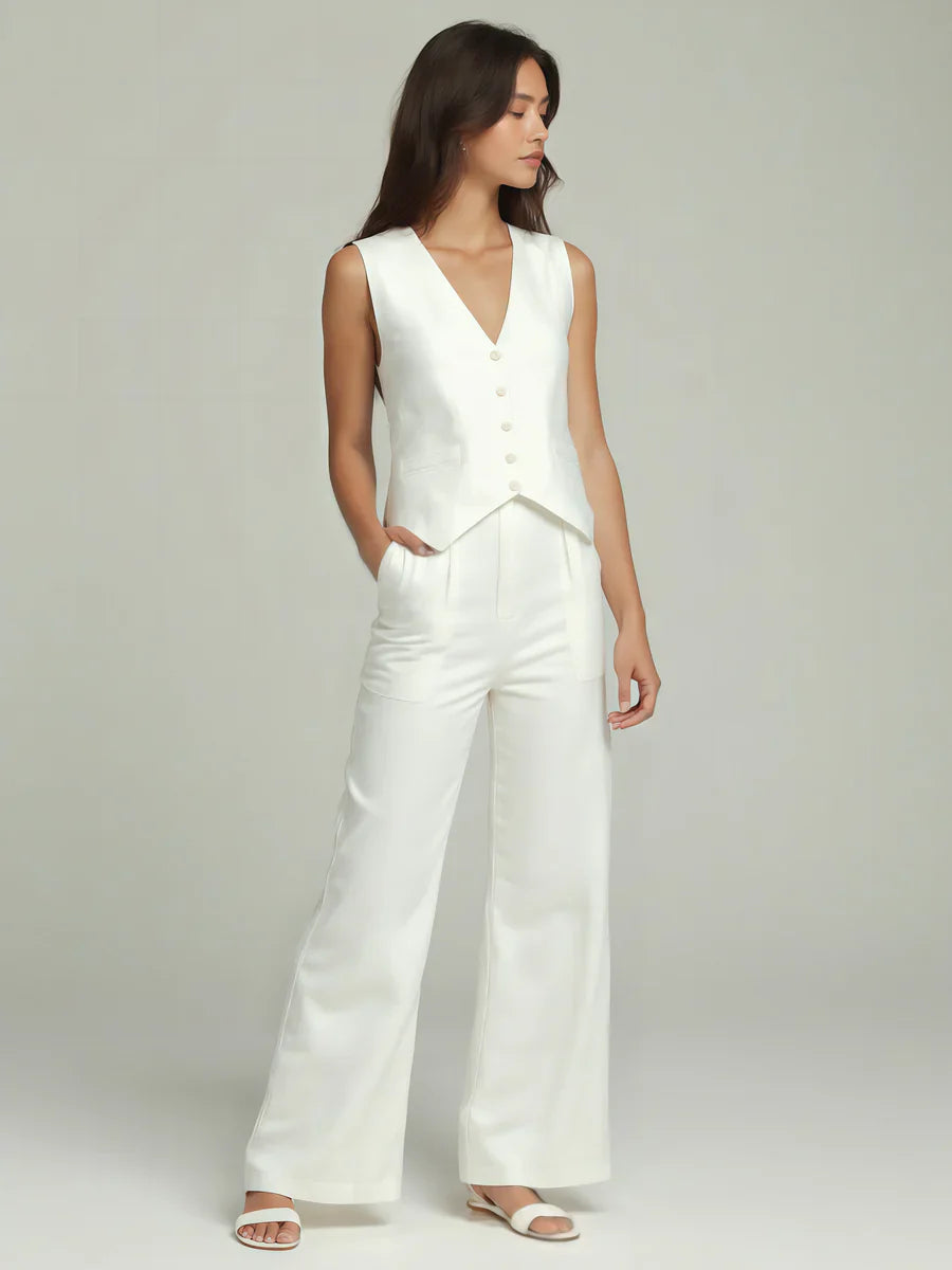 Vanilla Co-Linen Vest Coat & Trousers