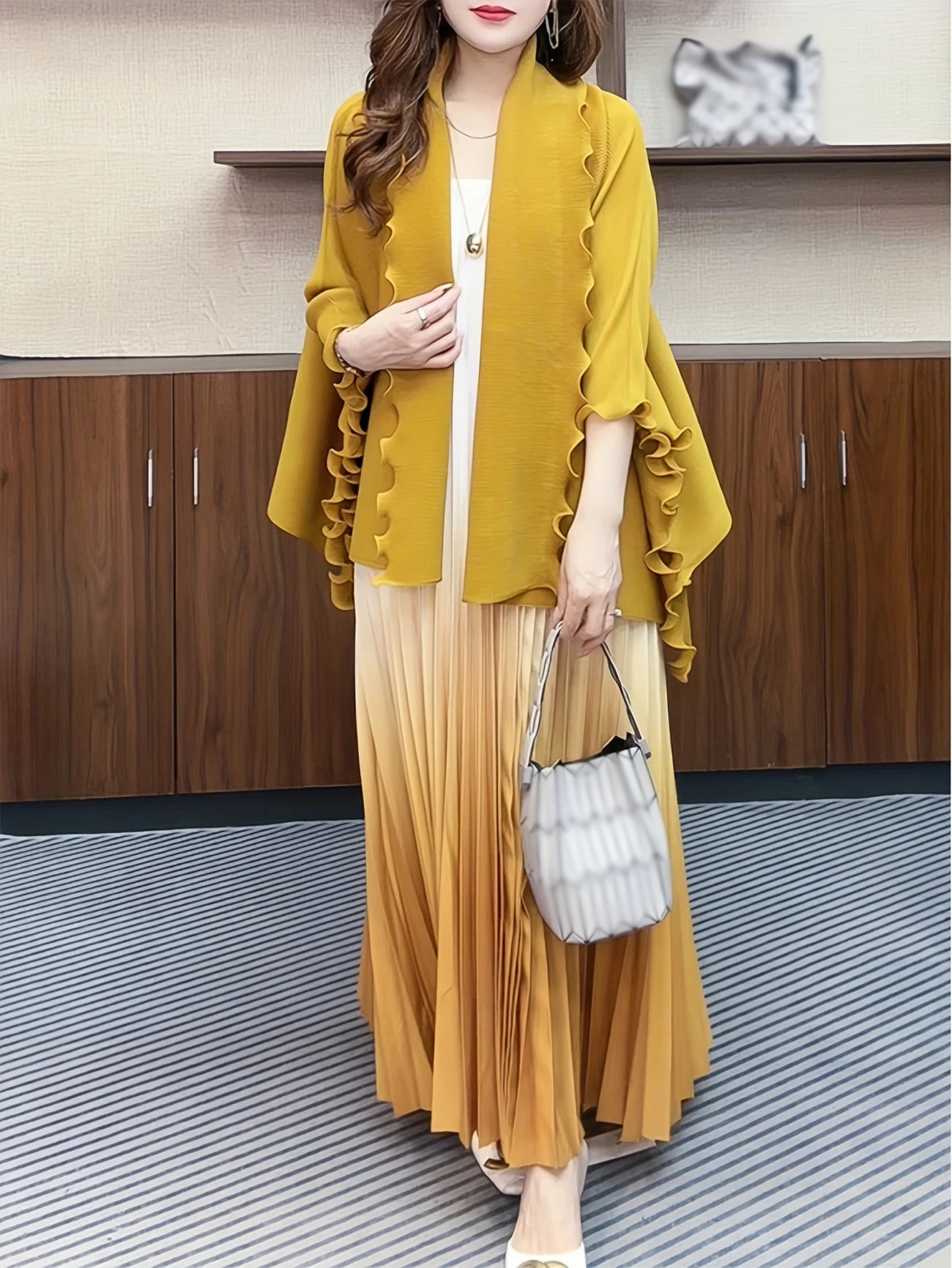 Chic Pleated Two-Piece Dress Set