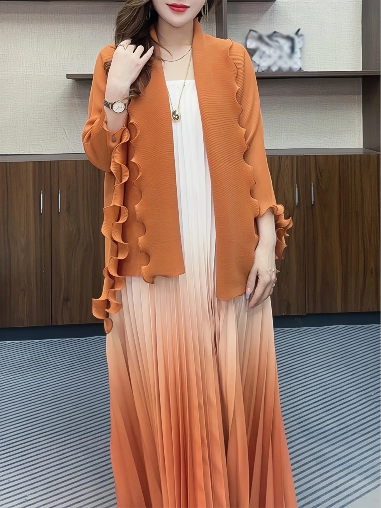 Chic Pleated Two-Piece Dress Set