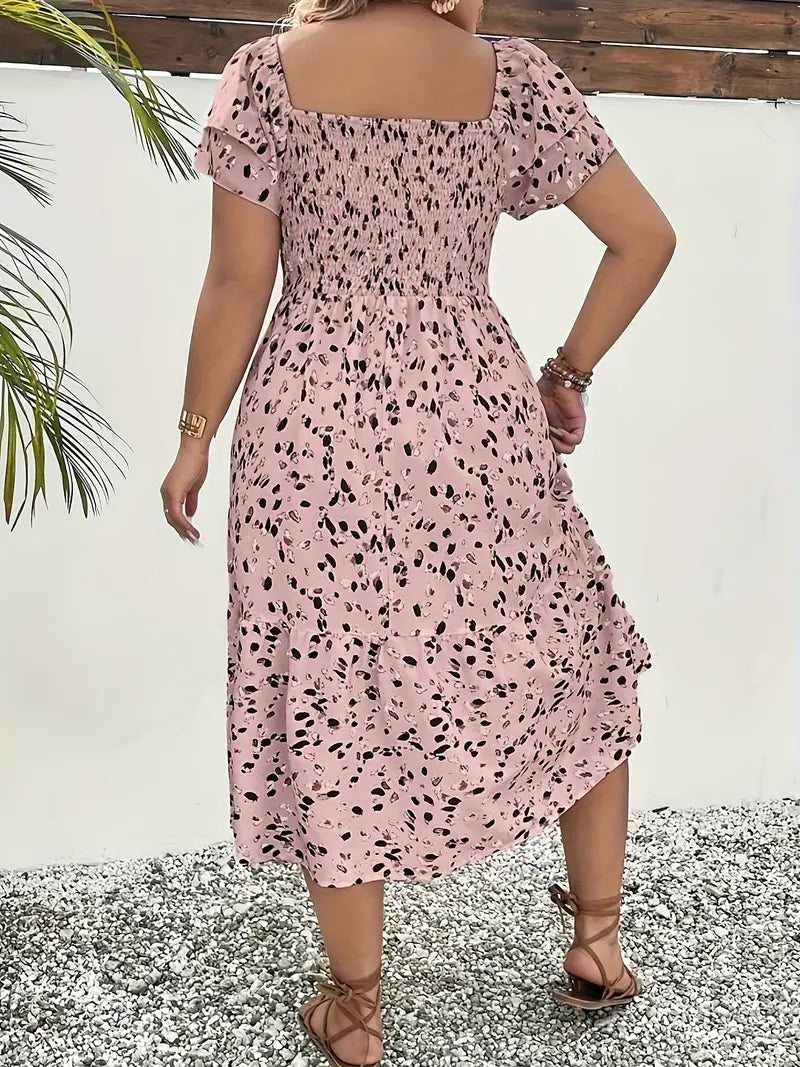 Verda Luxe – Elegant Fitted Waist Tropical Dress