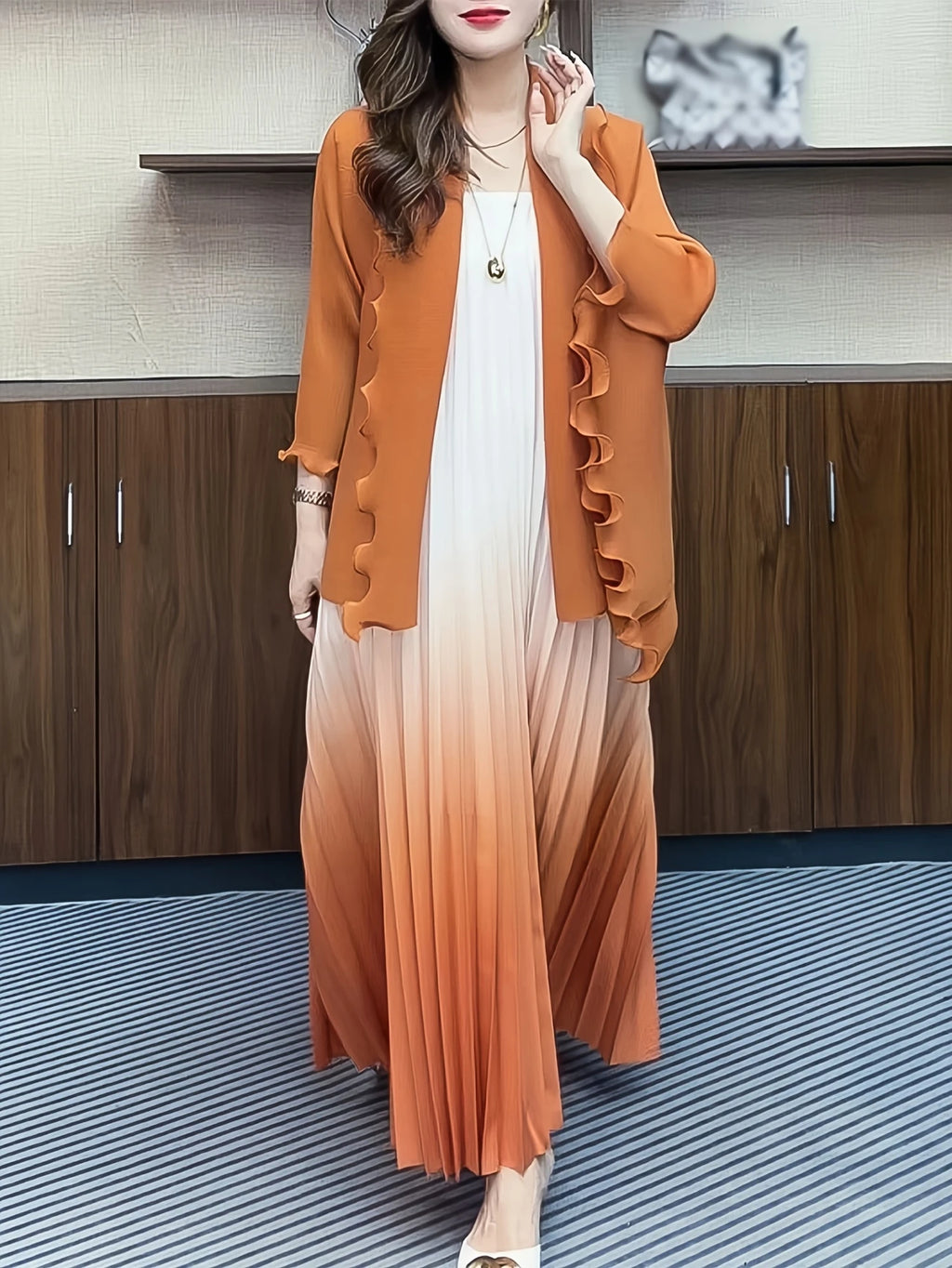 Chic Pleated Two-Piece Dress Set