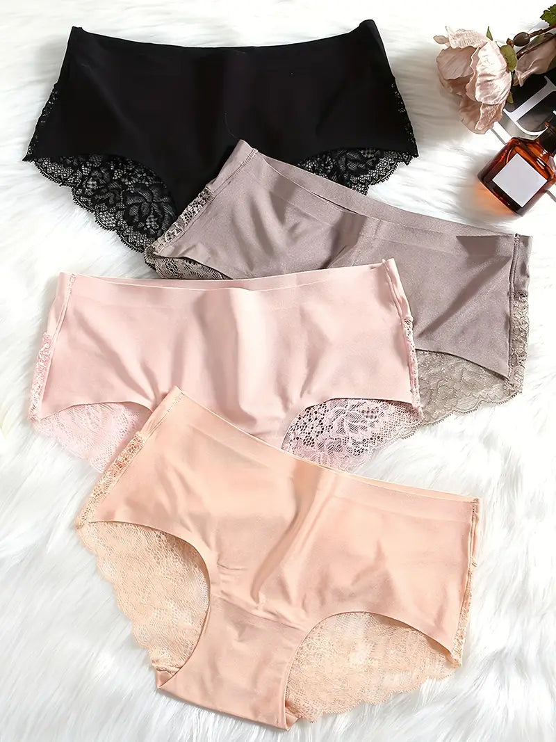 Feminine Grace – 6pcs Women's Lace Panties Set in Elegant Colors
