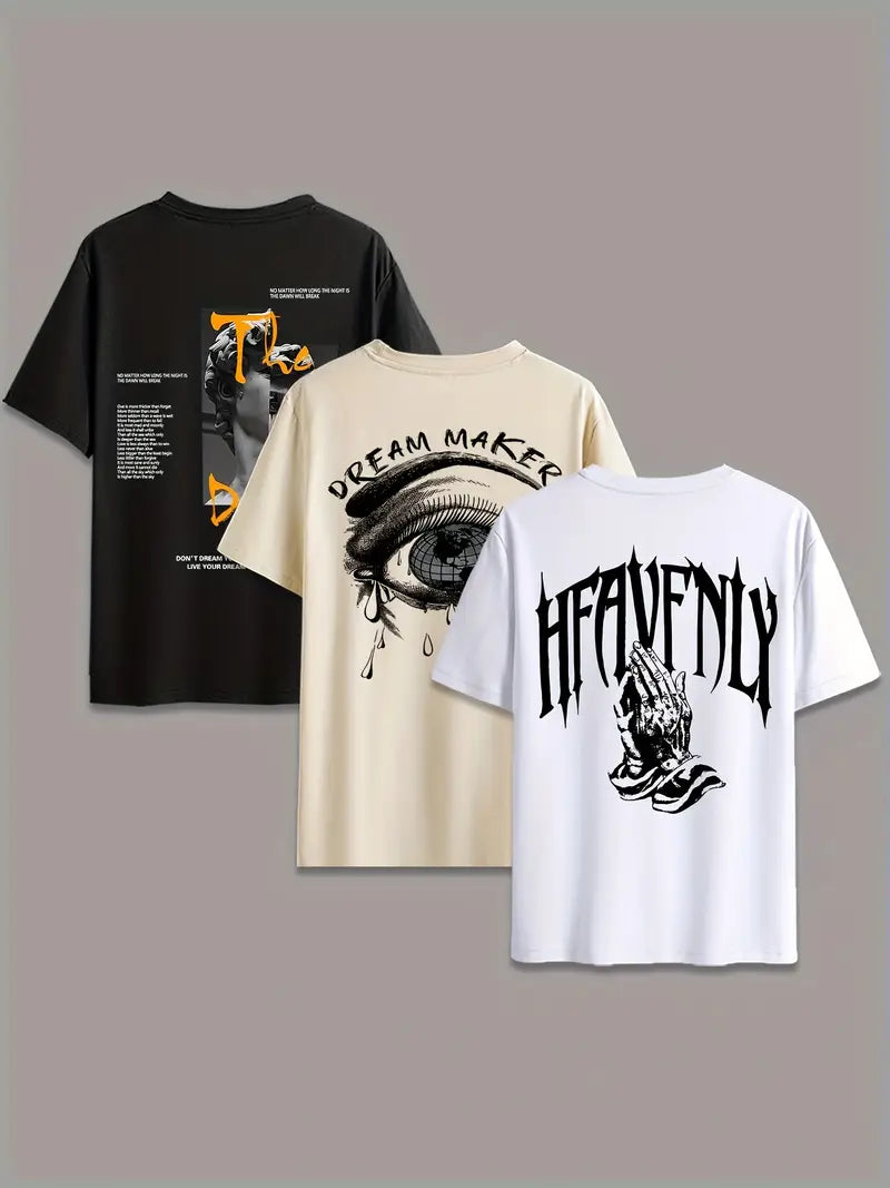 Men’s 3PCS Statement Graphic T-Shirt Set