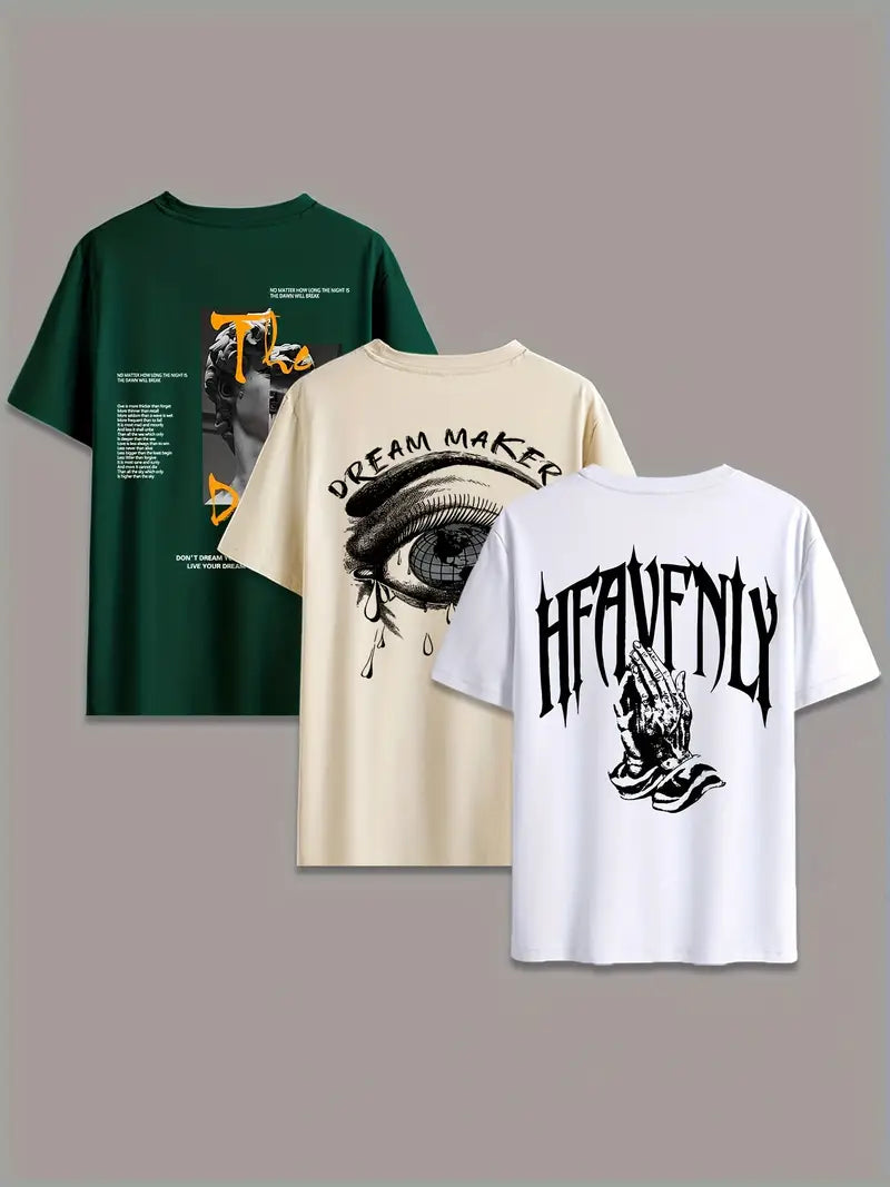 Men’s 3PCS Statement Graphic T-Shirt Set