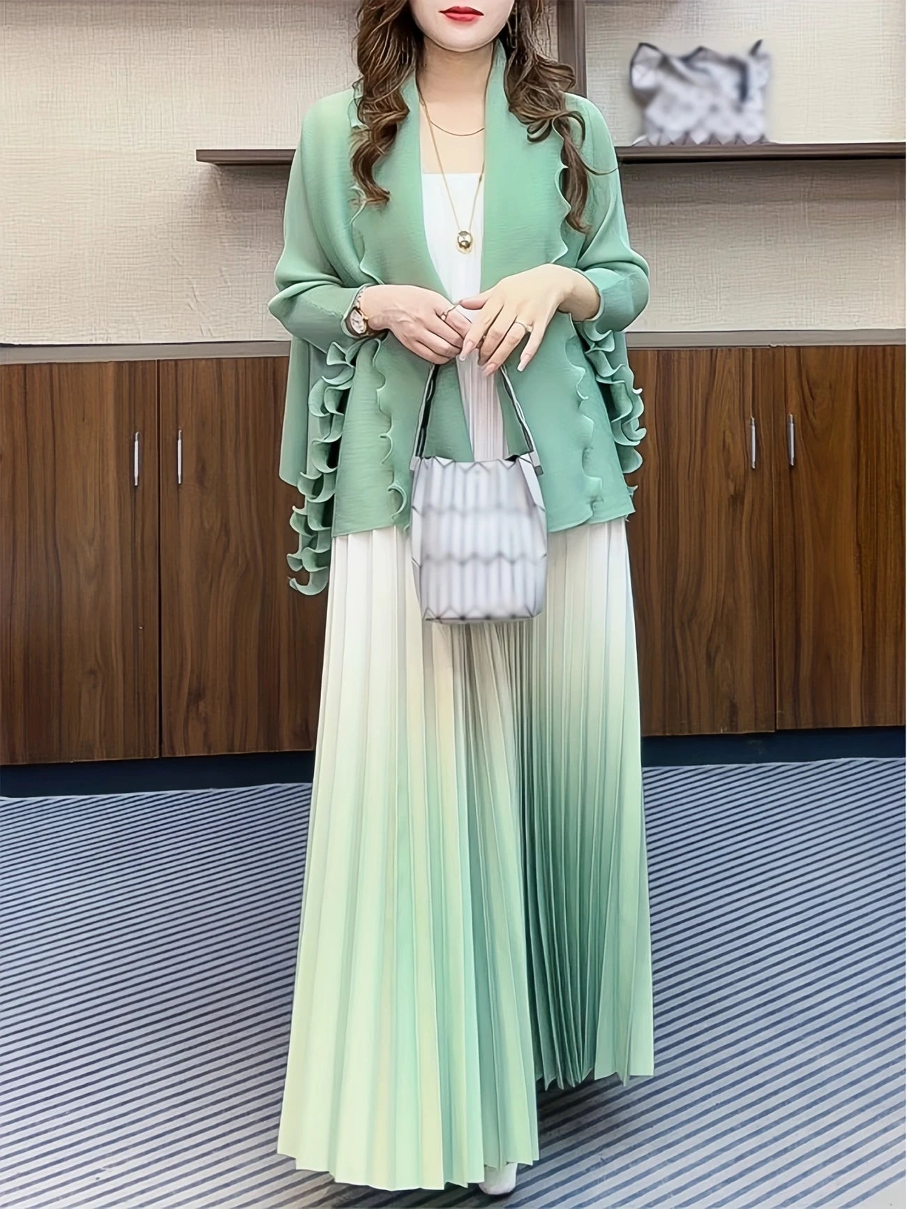 Chic Pleated Two-Piece Dress Set