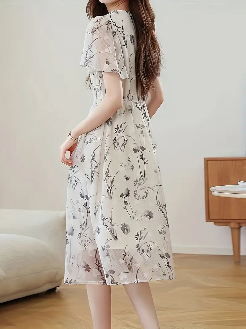 Grace Loop – Elegant Printed Casual Dress for Women
