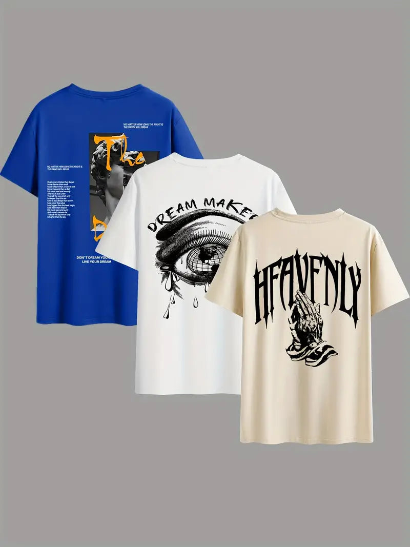 Men’s 3PCS Statement Graphic T-Shirt Set