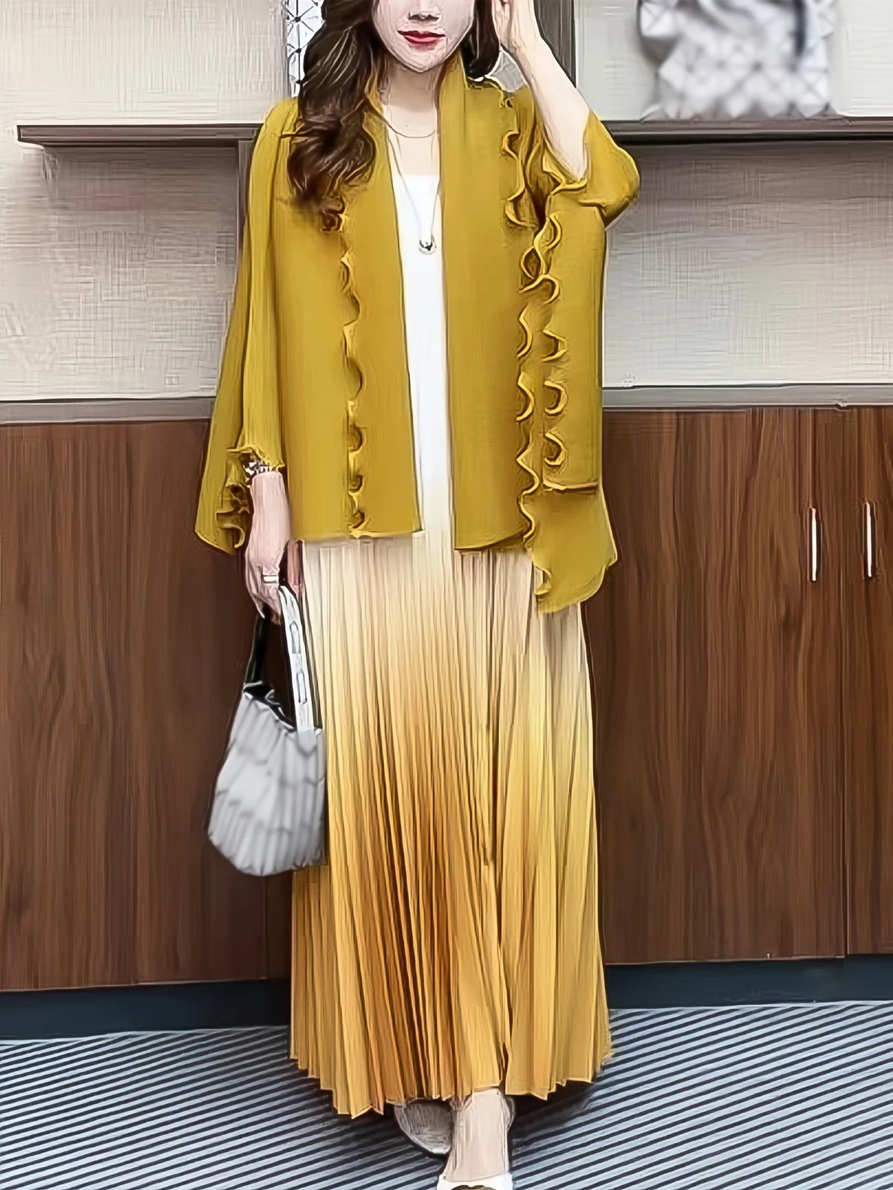 Chic Pleated Two-Piece Dress Set