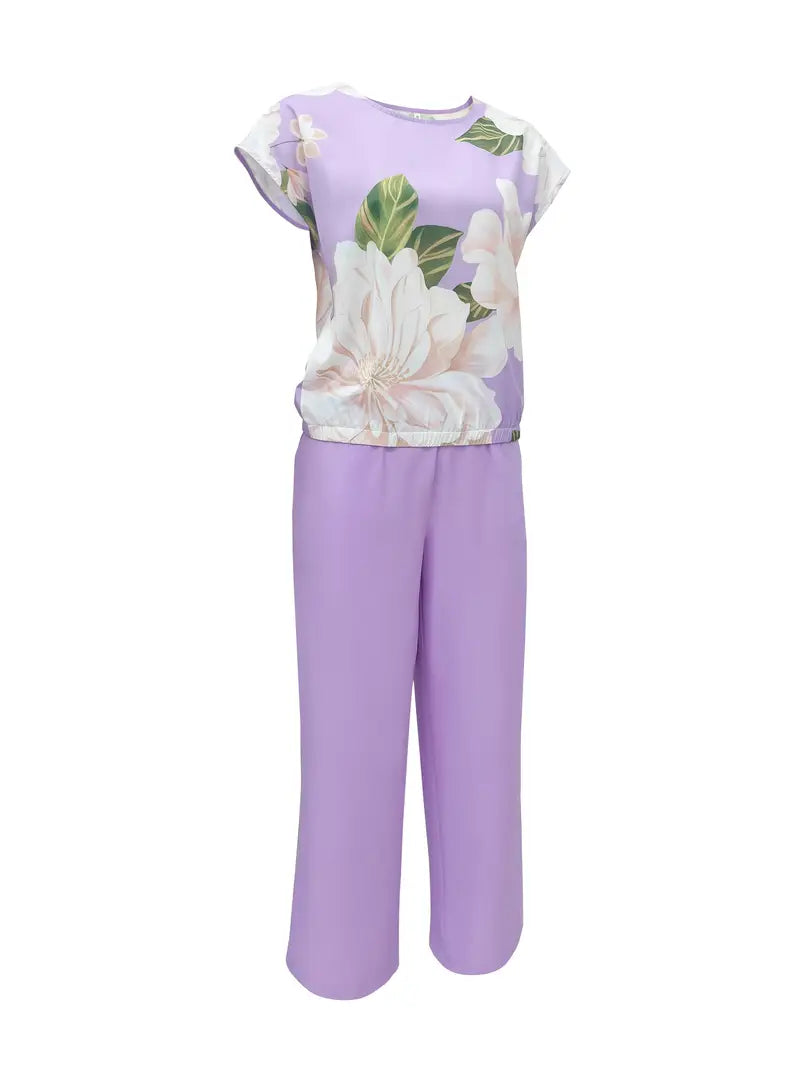 Spring Aura – 2-Piece Floral Print Vacation Outfit for Women