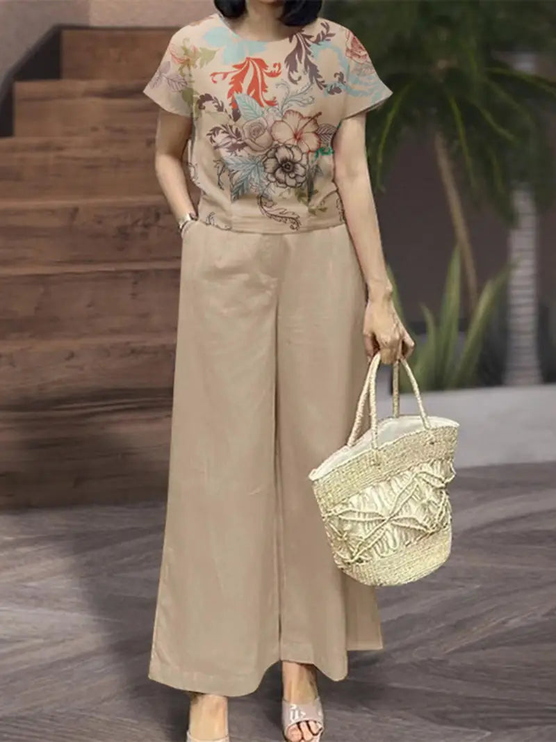 Women's Floral Print Two-Piece Suit for Women