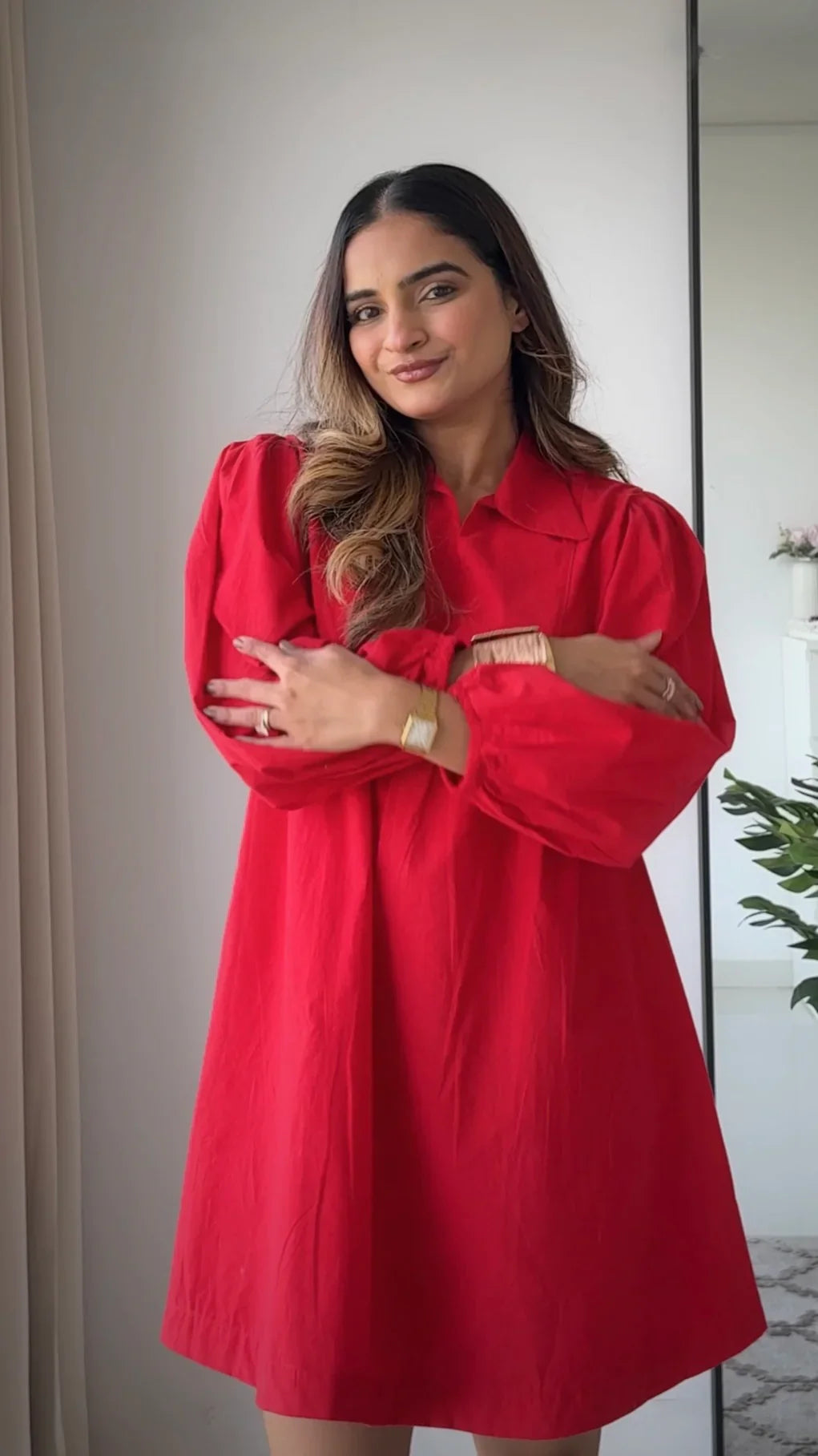 Cherry Red Poplin Dress