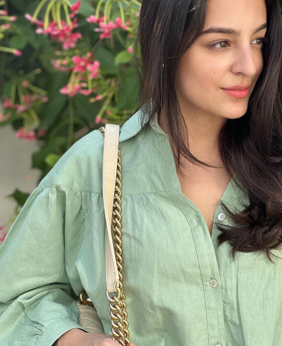 Priyanka Chopra Styled Pista Green Coord Set