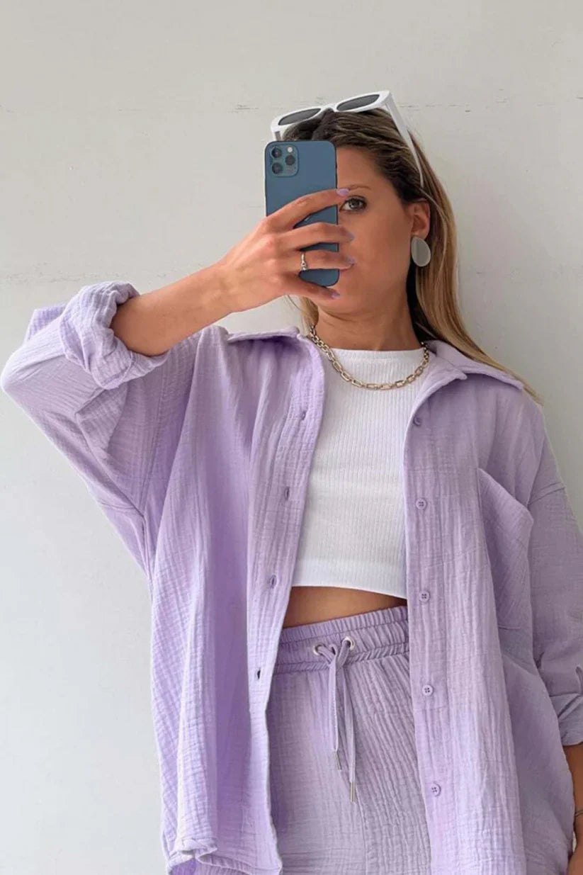 Soft Lavender – Relaxed Two-Piece Cotton Set