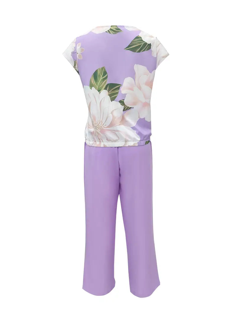 Spring Aura – 2-Piece Floral Print Vacation Outfit for Women