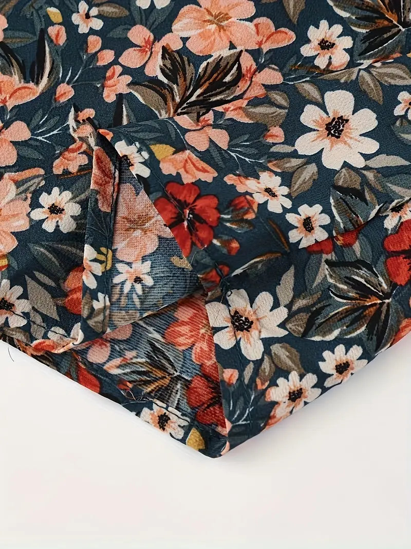 Sunlit Grace – Elegant Floral Woven Midi Dress