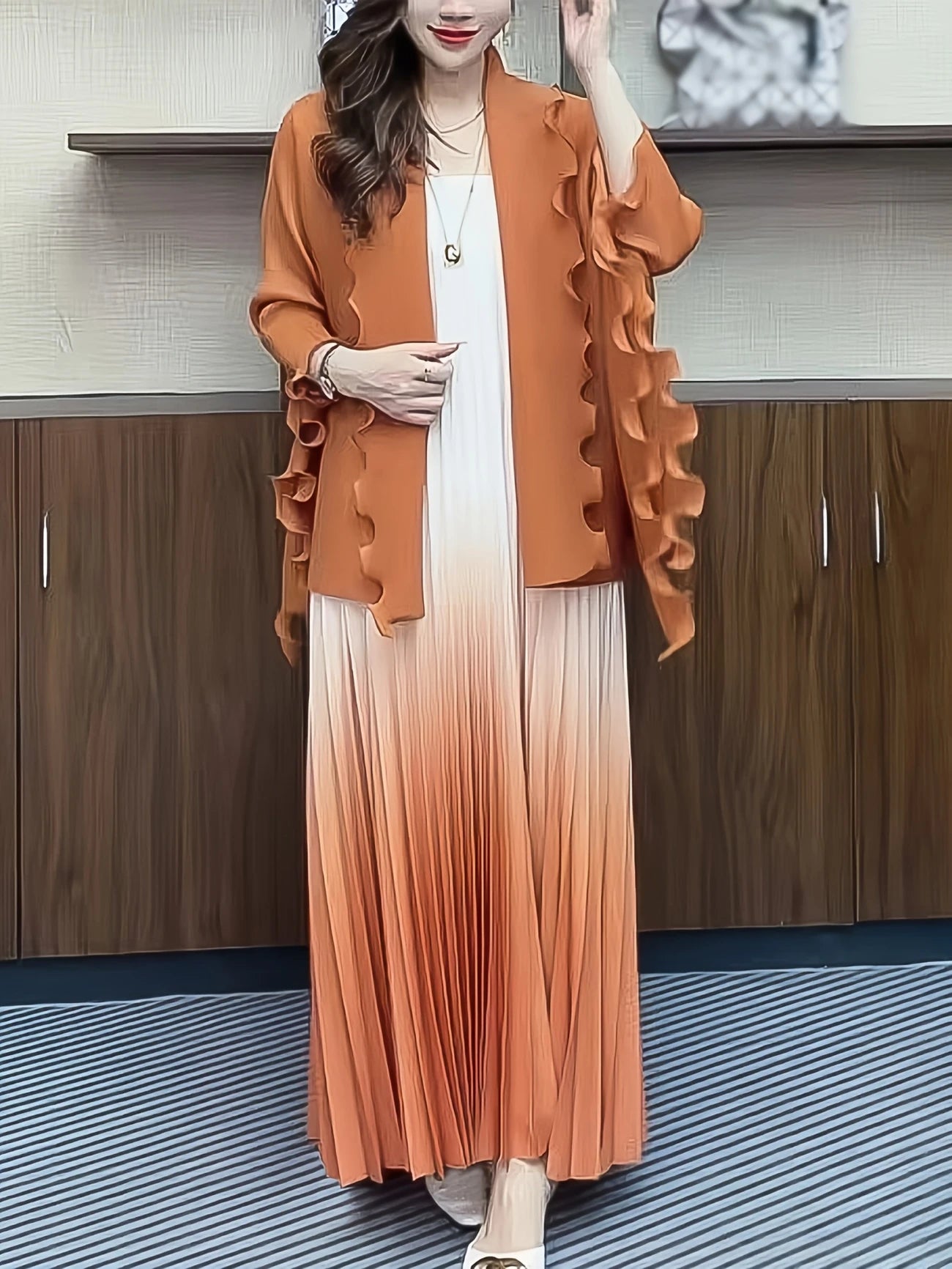 Chic Pleated Two-Piece Dress Set