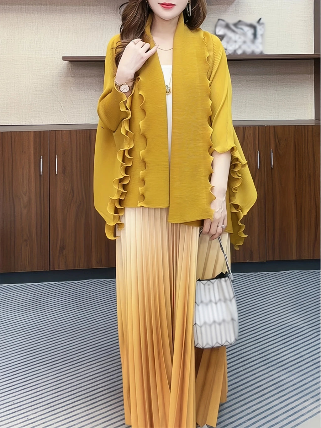 Chic Pleated Two-Piece Dress Set