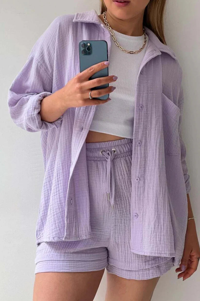 Soft Lavender – Relaxed Two-Piece Cotton Set