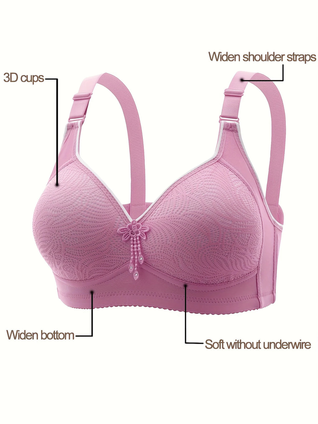 6pcs Women's Floral Lace Push-Up Bras(pack of 6)