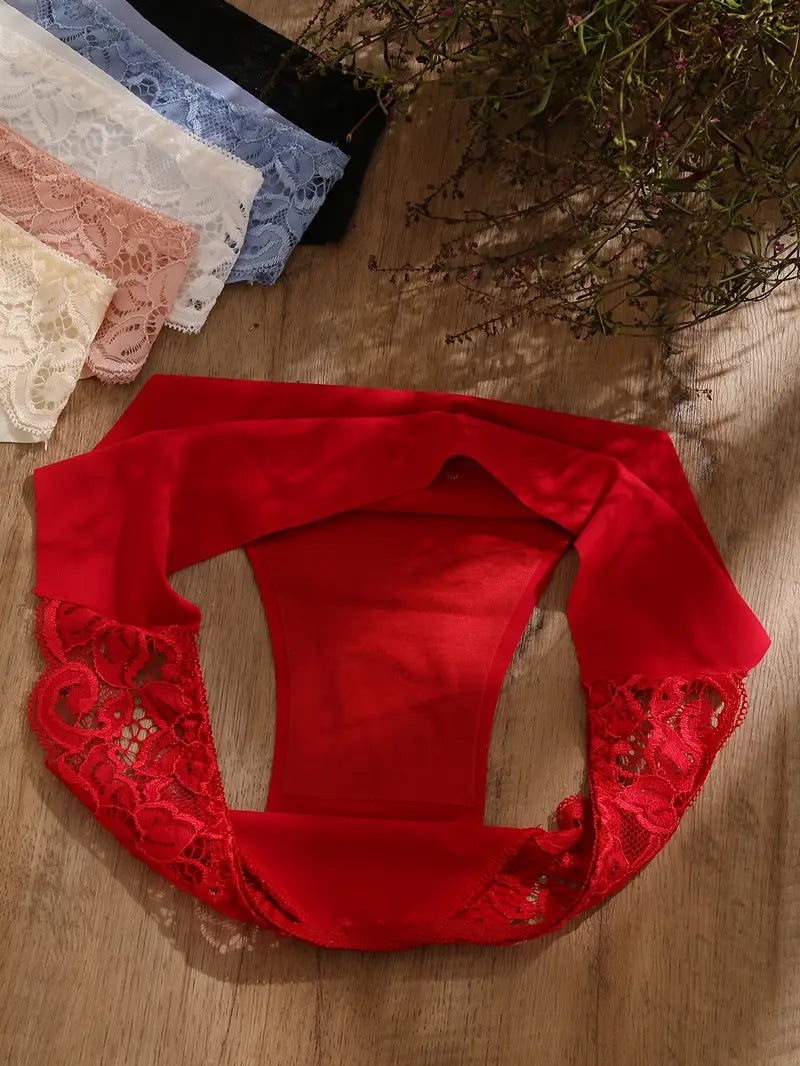 6-Pack Women’s Seamless Lace Underwear, Soft & Durable Panties with Contrast