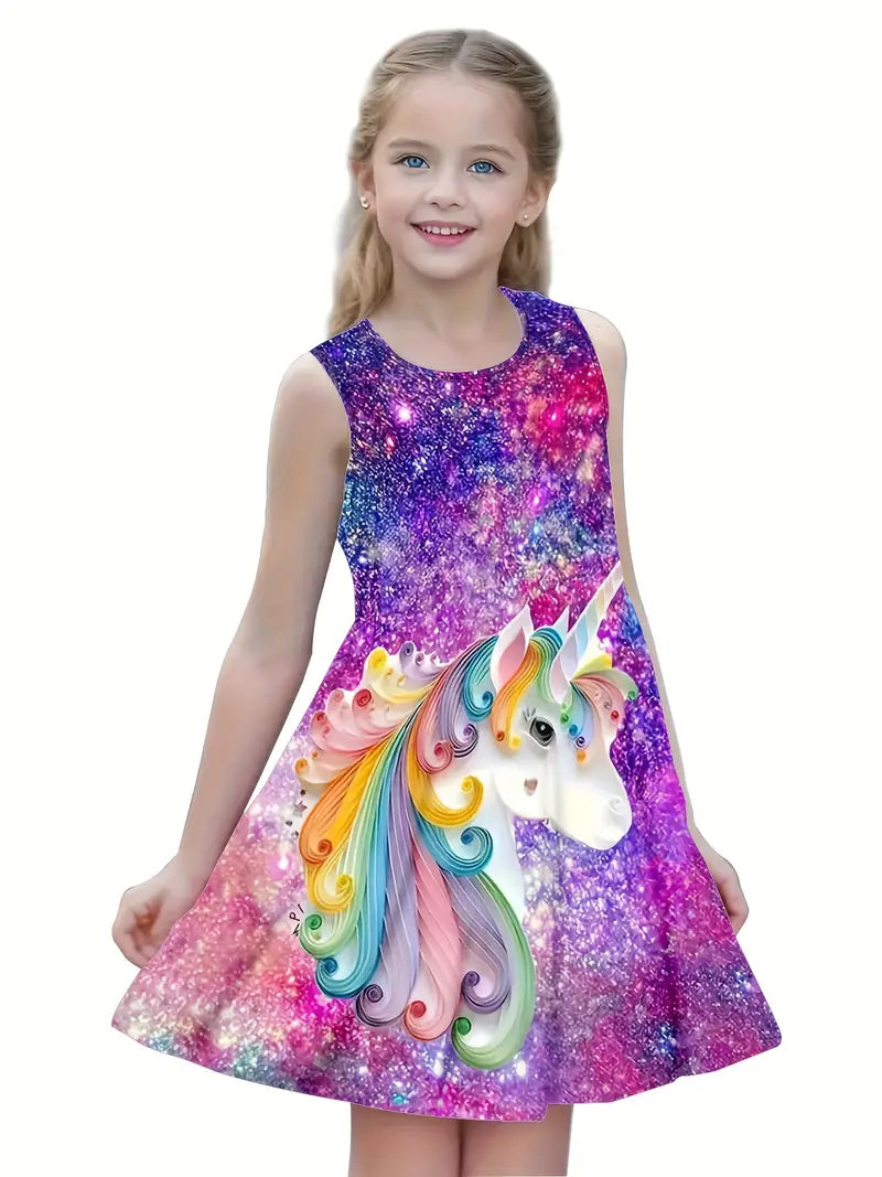 Girls' 3-Pack Unicorn A-Line Dresses