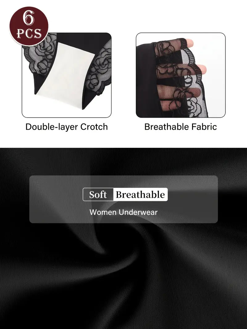 6'pcs Trim Briefs – Lightweight Non-Marking Underwear Romantic Style