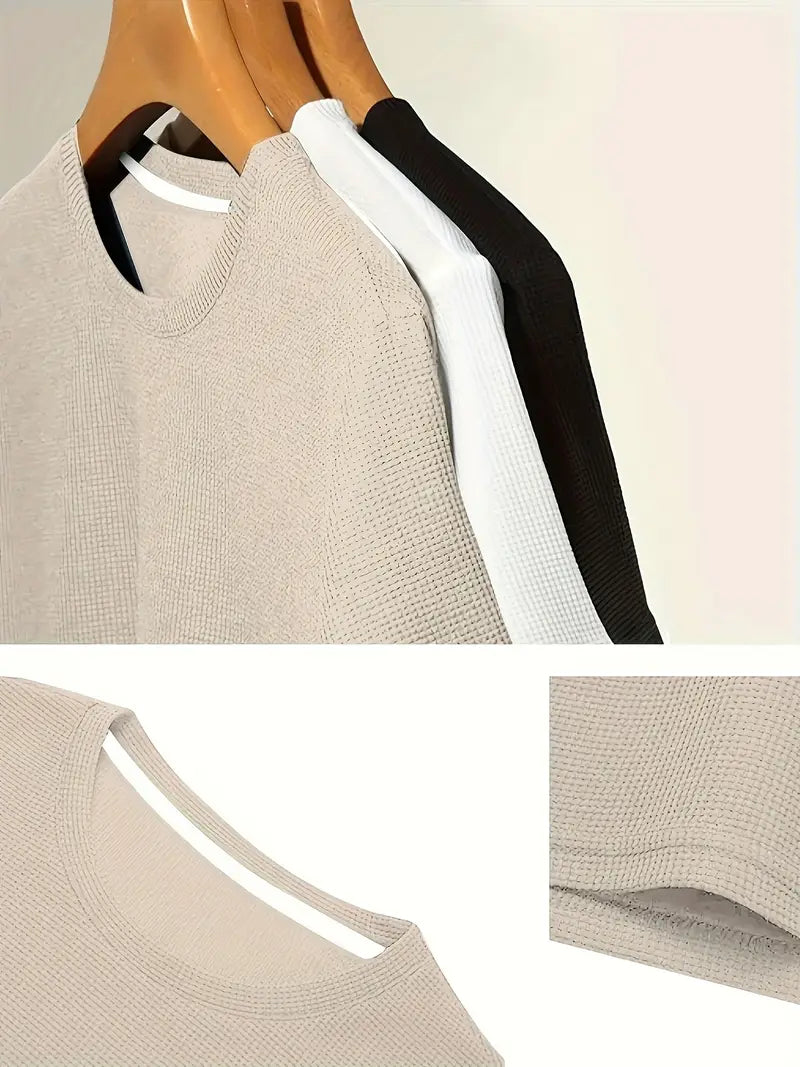3-Pack Men’s Waffle Knit Quick-Dry Tees – Lightweight Shirts for Gym and outdoor
