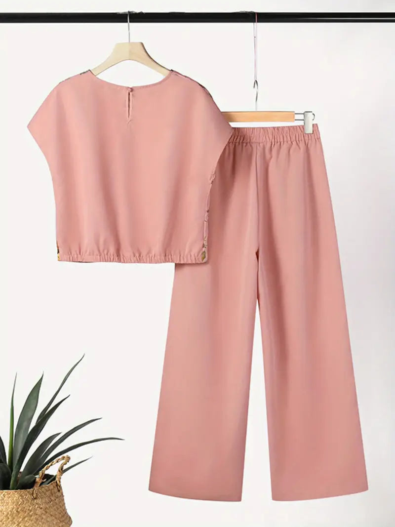 Elegant Floral Print Two-Piece Suit for Women