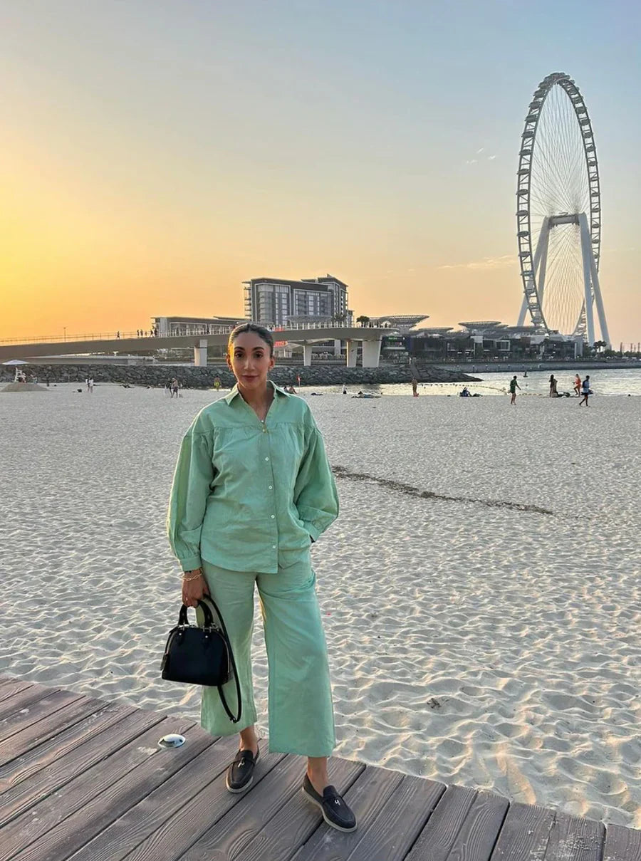 Priyanka Chopra Styled Pista Green Coord Set