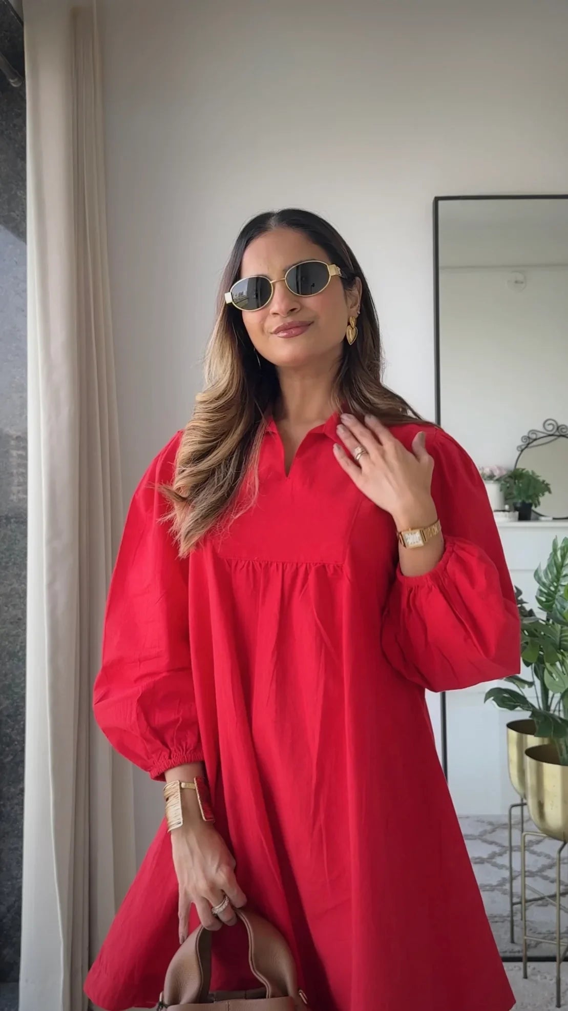 Cherry Red Poplin Dress