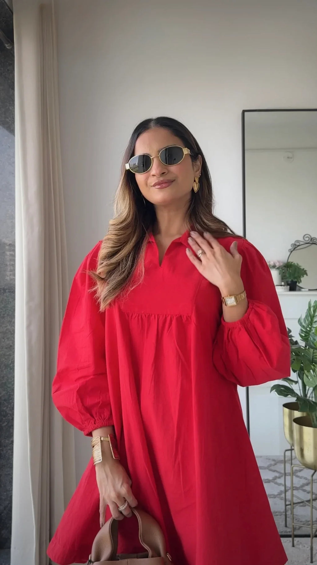 Cherry Red Poplin Dress