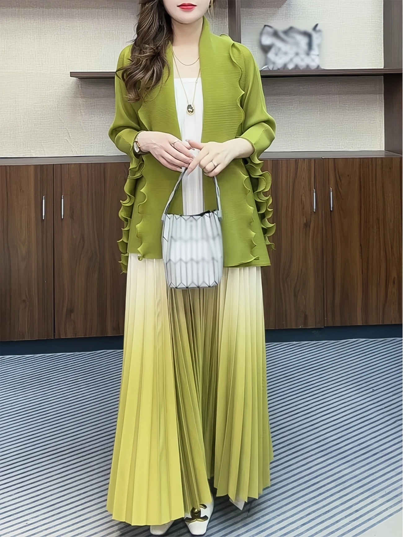 Chic Pleated Two-Piece Dress Set