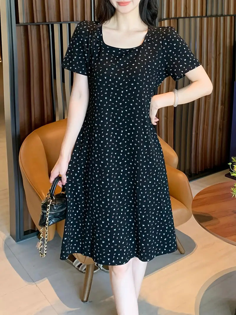 Grace Loop – Elegant Printed Casual Dress for Women
