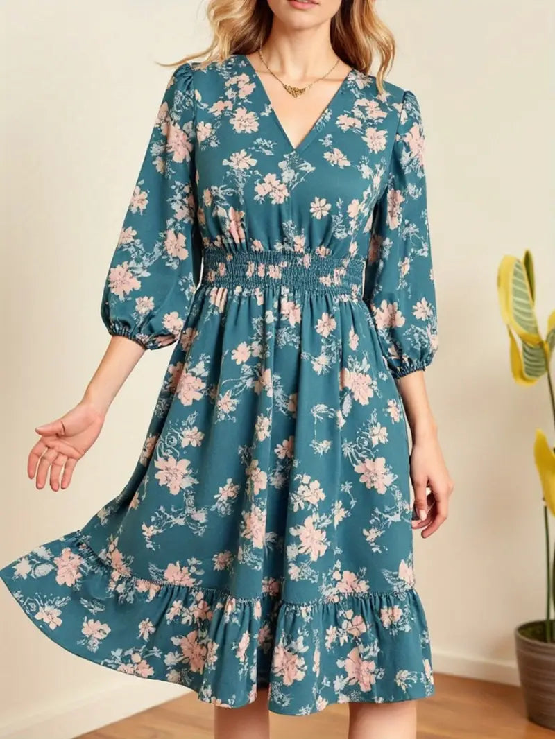 Grace Loop – Elegant Printed Casual Dress for Women
