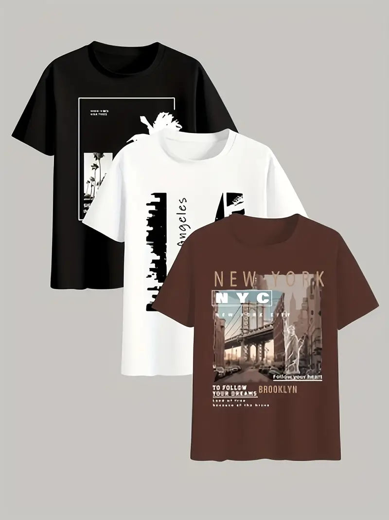 Men’s 3PCS Statement Graphic T-Shirt Set