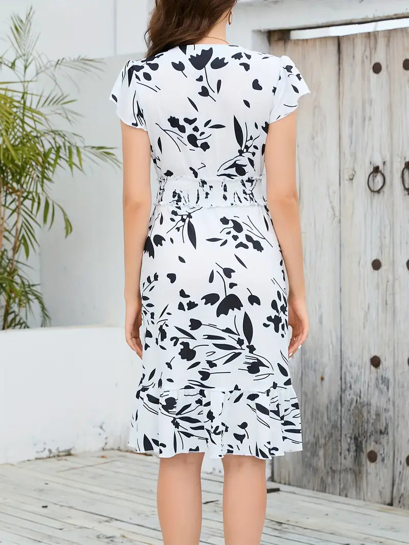 Grace Loop – Elegant Printed Casual Dress for Women