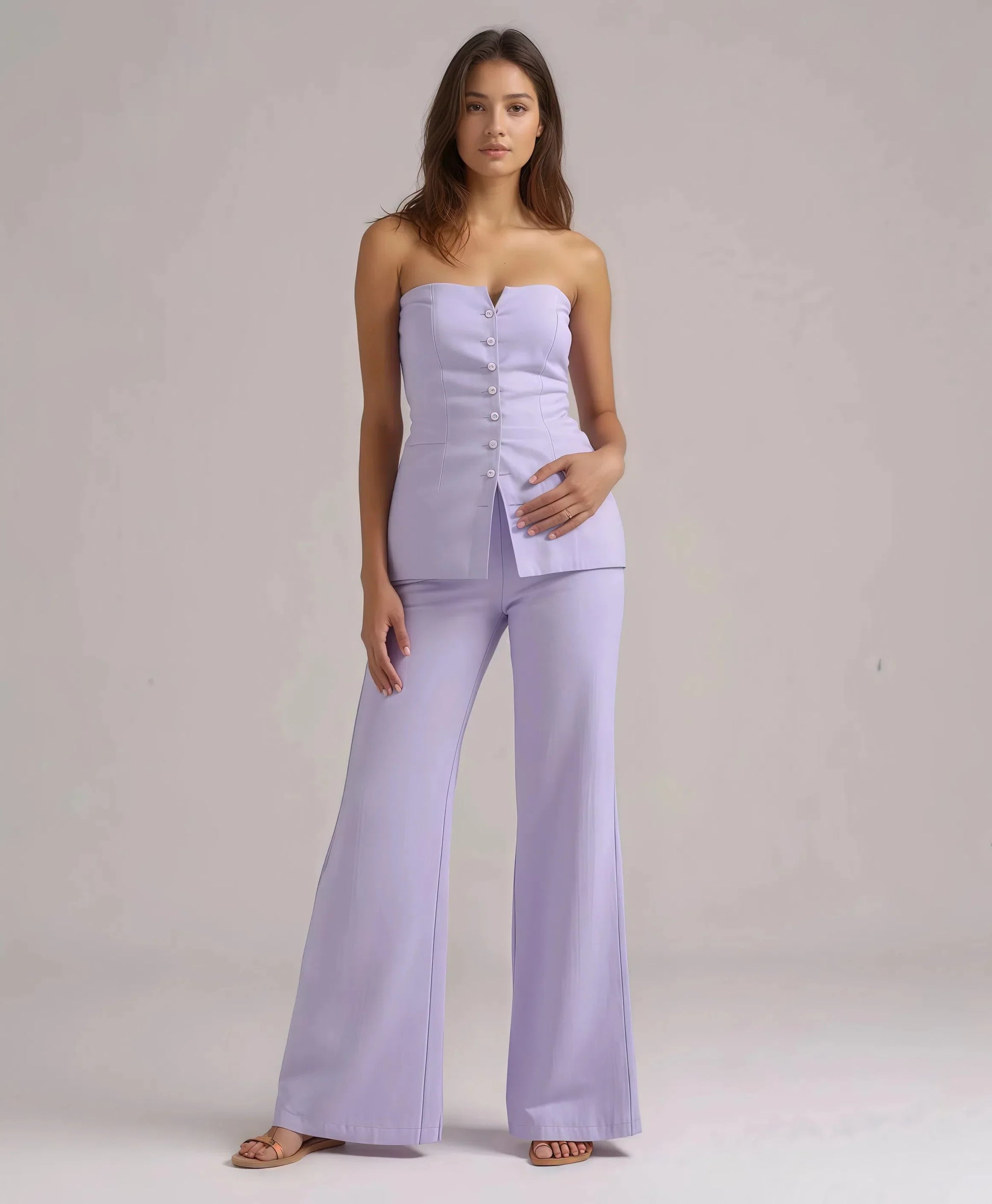 Rakul Preet Muse Lavender Strapeless Co-Linen Set