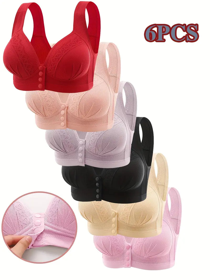 6pcs Women's Floral Lace Push-Up Bras(pack of 6)