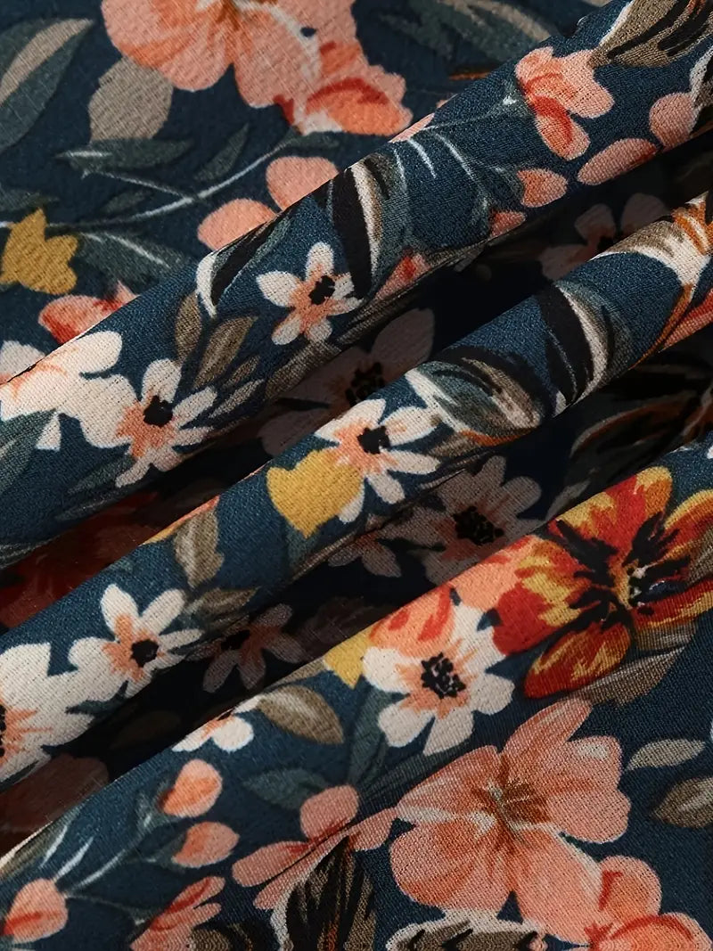 Sunlit Grace – Elegant Floral Woven Midi Dress
