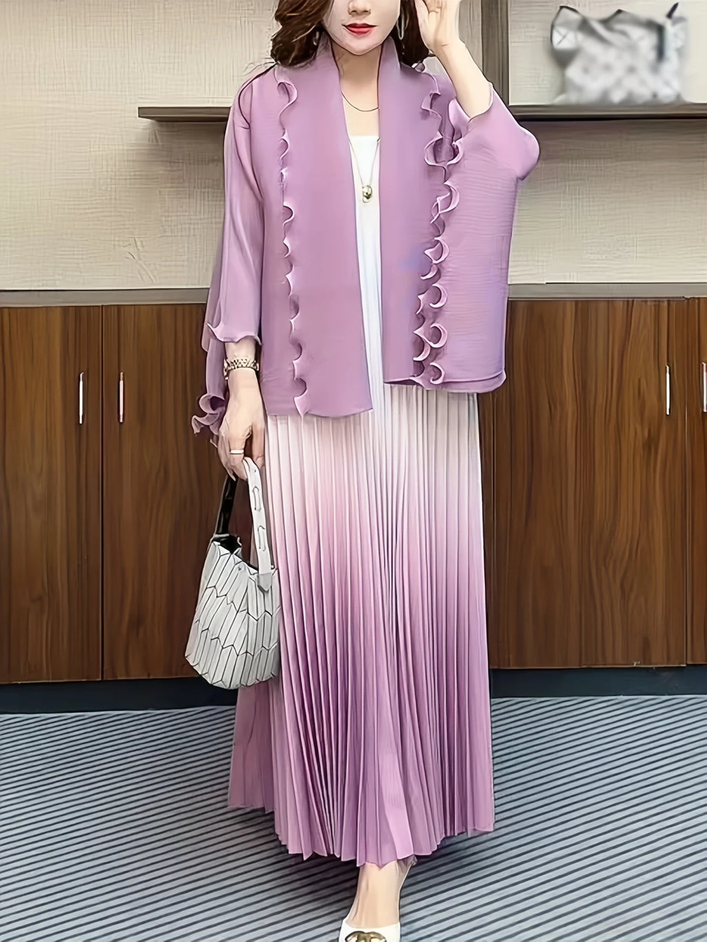 Chic Pleated Two-Piece Dress Set