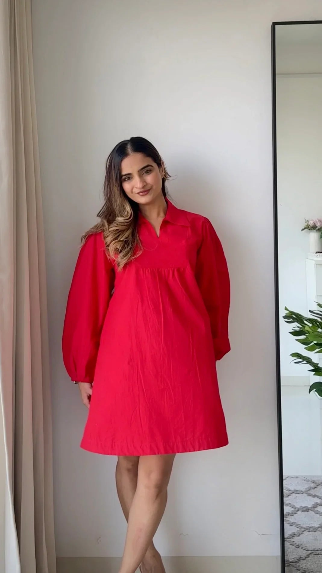 Cherry Red Poplin Dress